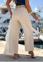 Material Hose wide leg w paski El Marino biało-Blau