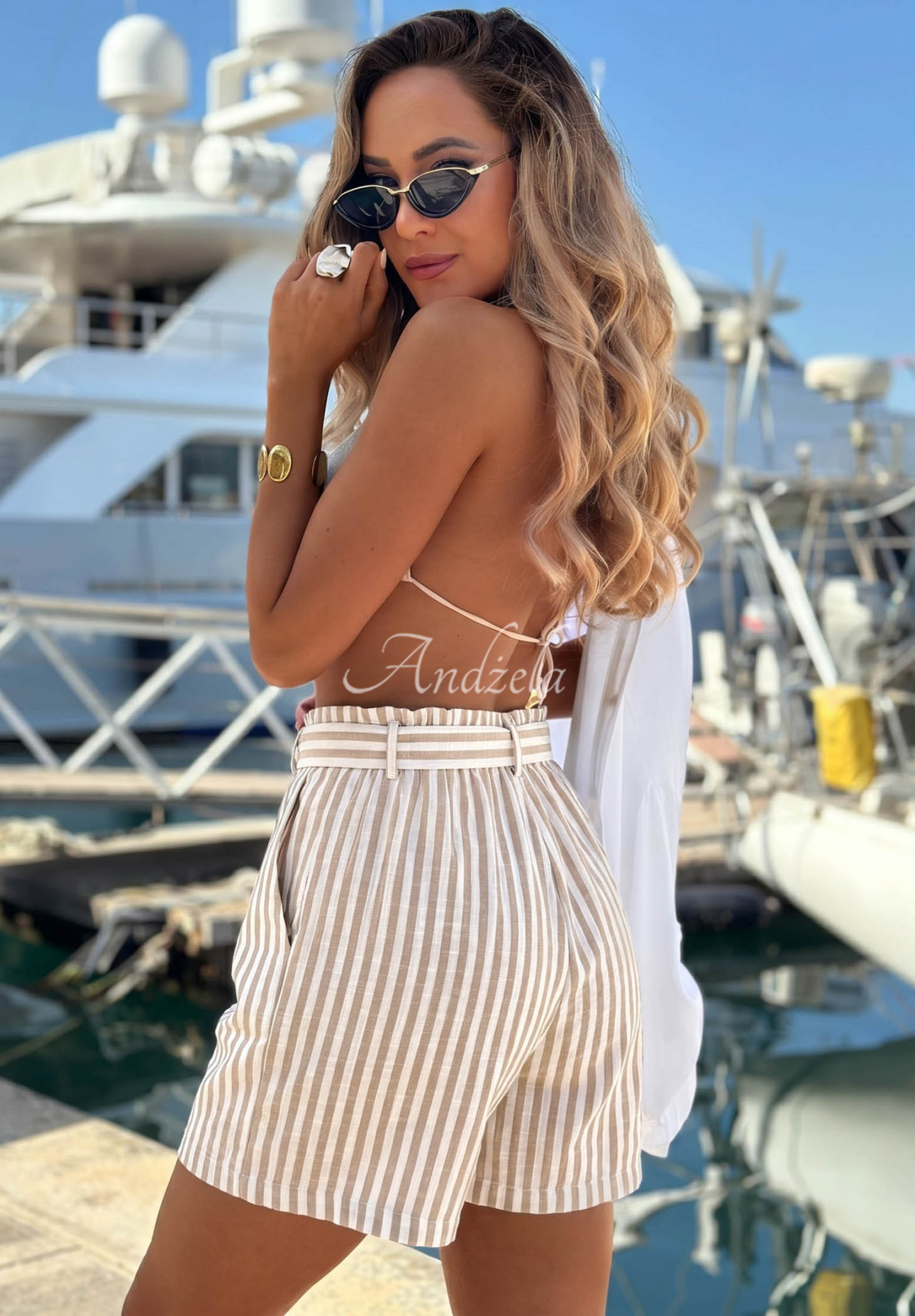 iskose-Shorts mit Streifenmuster El Marino weiß-Beige