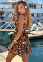 Wzorzysta Kleid mini na ramiączkach Shellsea Schokoladenbraun