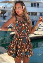 Wzorzysta Kleid mini na ramiączkach Shellsea Schokoladenbraun