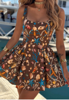 Wzorzysta Kleid mini na ramiączkach Shellsea Schokoladenbraun