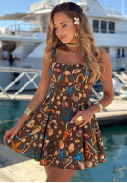 Wzorzysta Kleid mini na ramiączkach Shellsea Schokoladenbraun