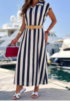 Koszulowa Kleid w paski Beach Picnic biało-Dunkelblau
