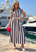 Koszulowa Kleid w paski Beach Picnic biało-Dunkelblau