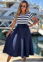 Kleid midi w paski Marine Coast biało-Dunkelblau