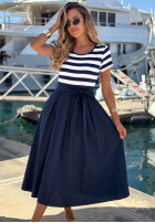Kleid midi w paski Marine Coast biało-Dunkelblau