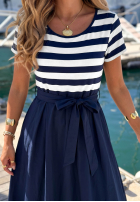 Kleid midi w paski Marine Coast biało-Dunkelblau