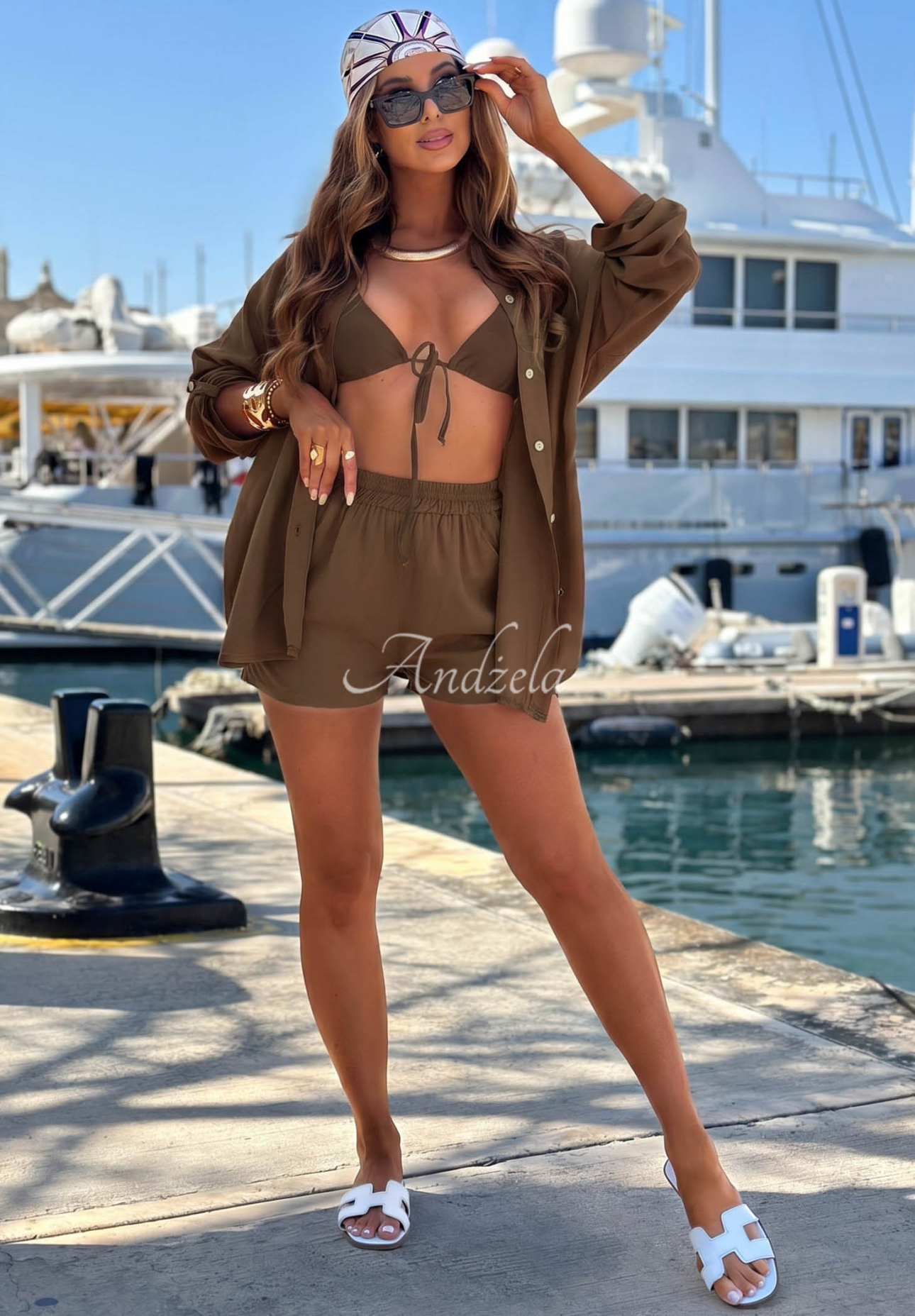 Viskoseset Hemd und Shorts Summer Essence Schokoladenbraun