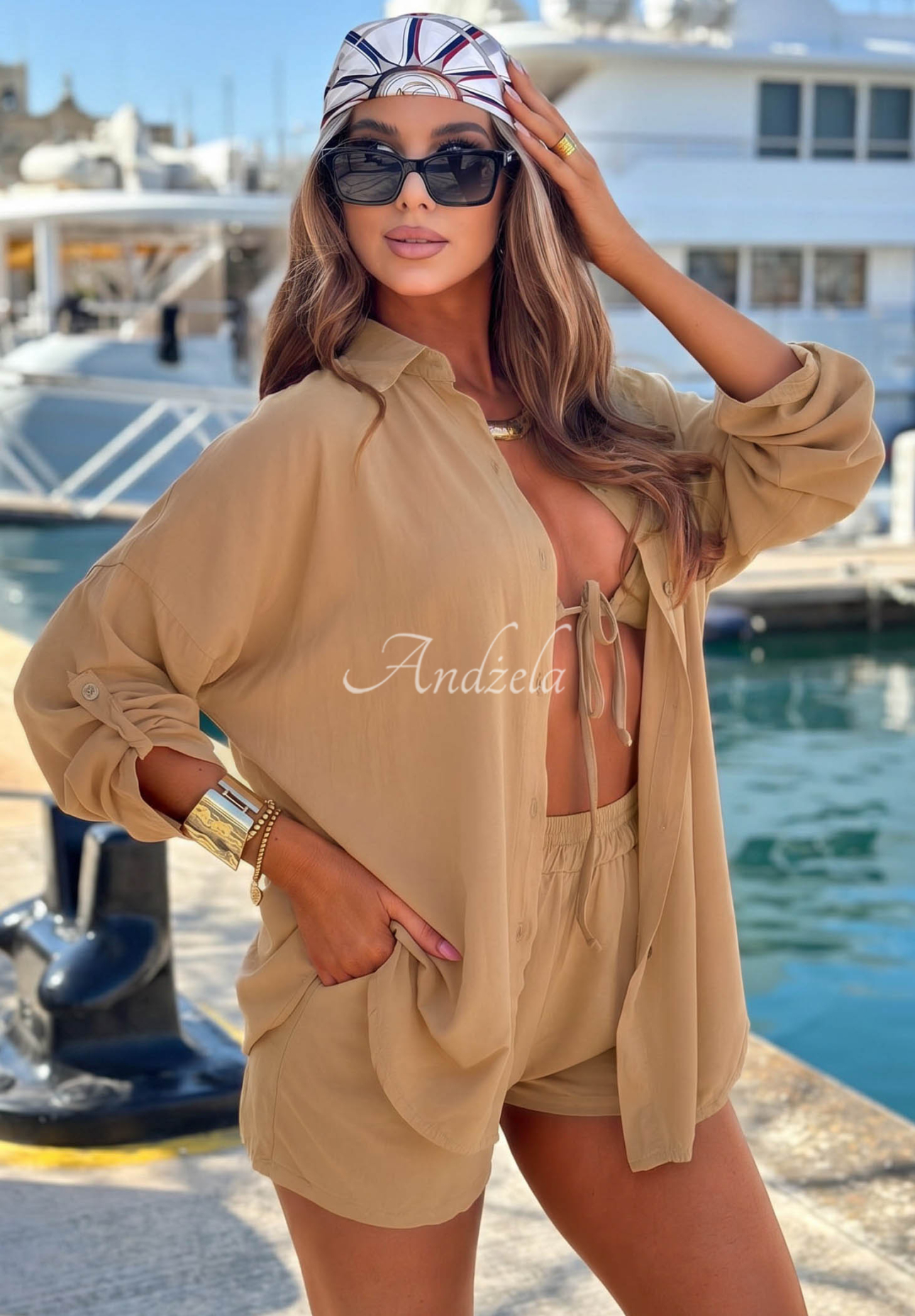 Viskoseset Hemd und Shorts Summer Essence Camel