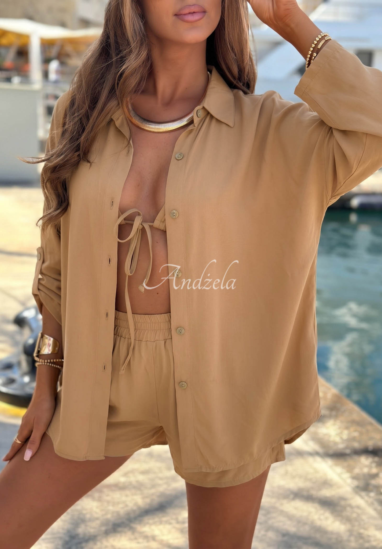 Viskoseset Hemd und Shorts Summer Essence Camel