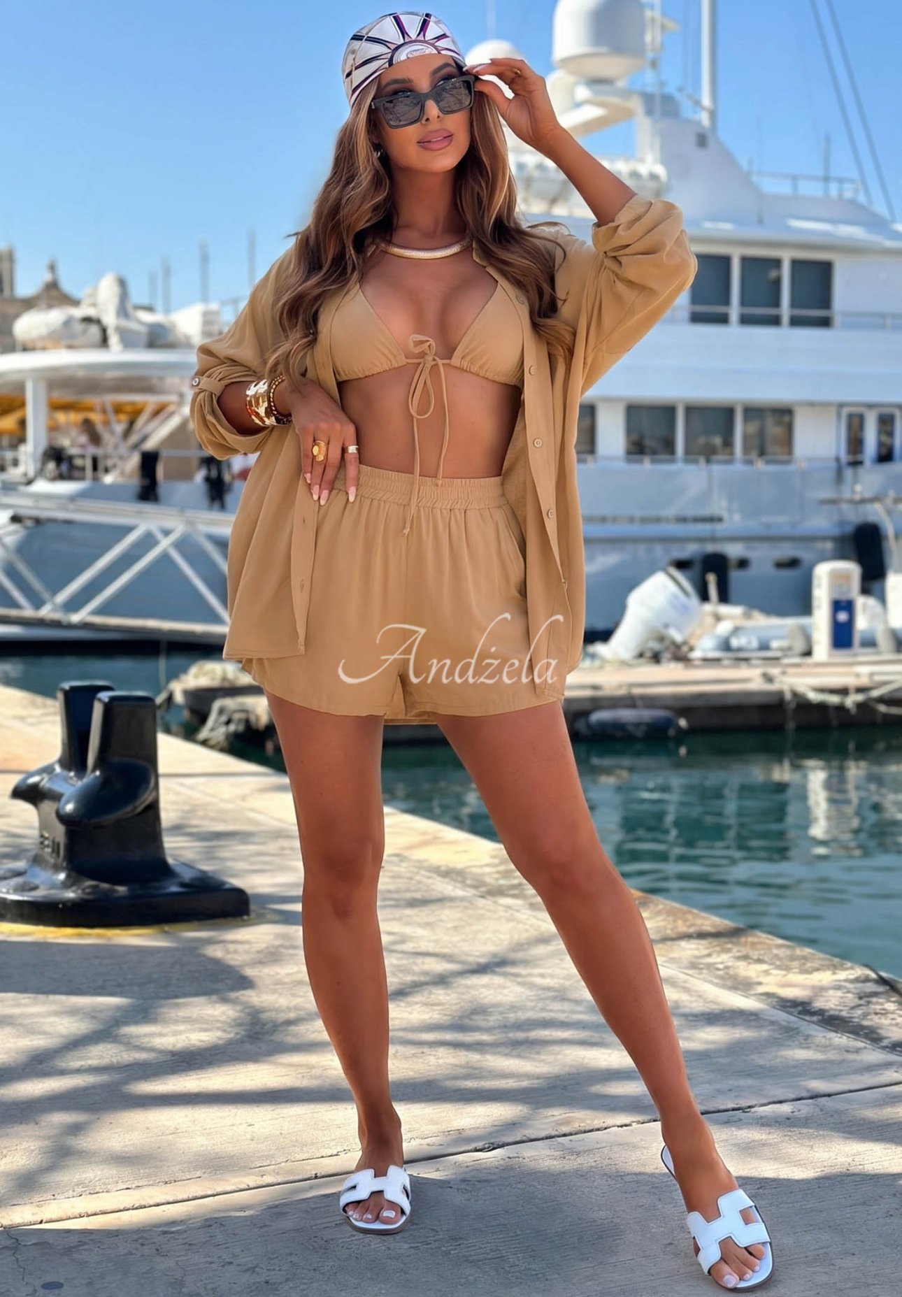 Viskoseset Hemd und Shorts Summer Essence Camel