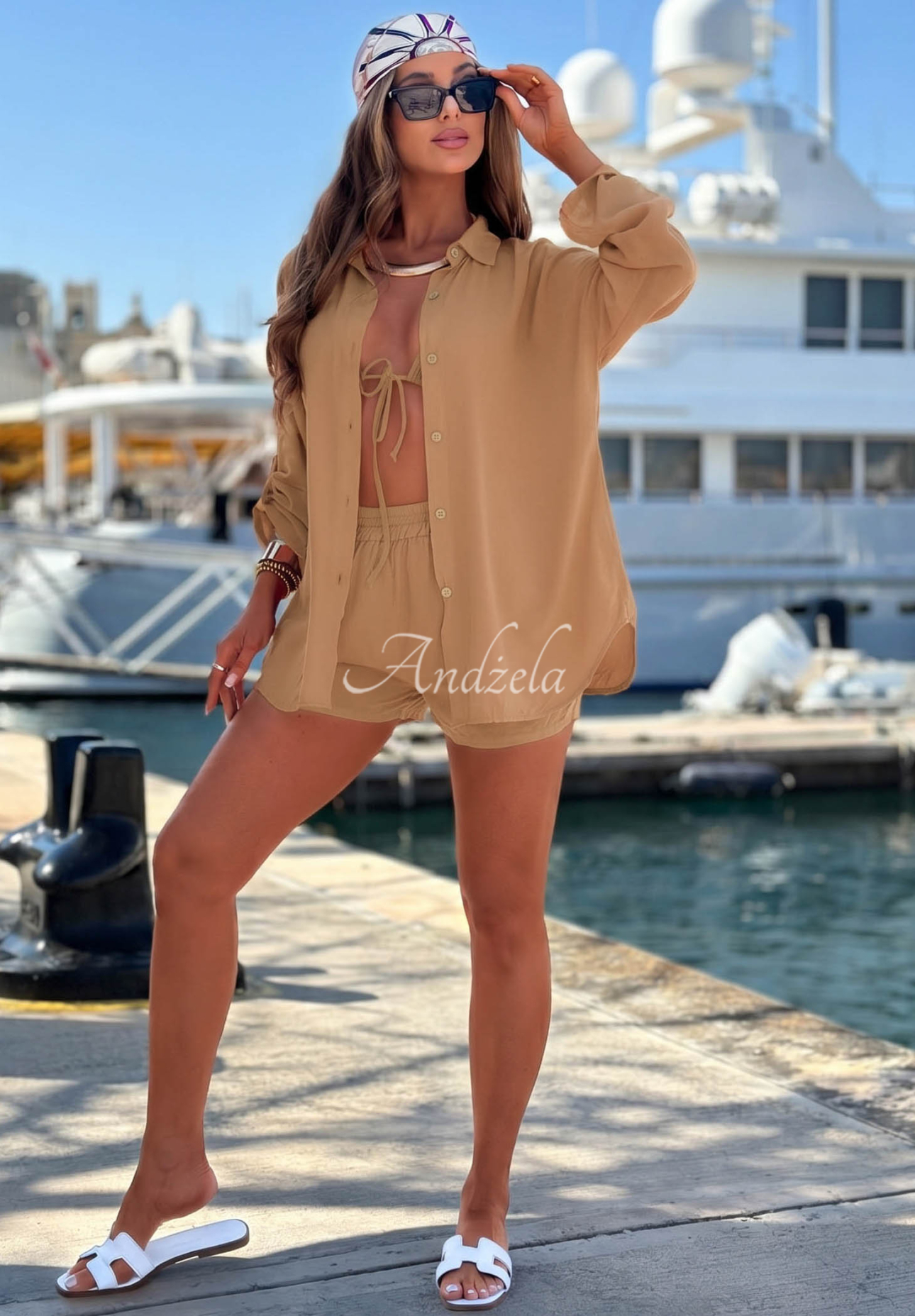 Viskoseset Hemd und Shorts Summer Essence Camel