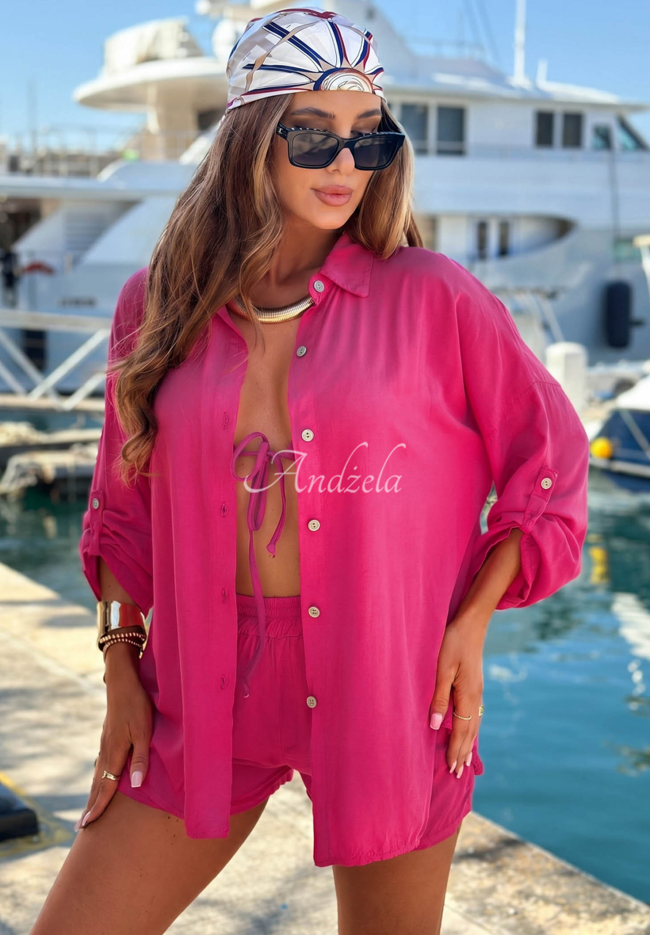 Viskoseset Hemd und Shorts Summer Essence Fuchsia