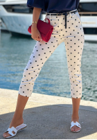 Material Hose Chinohose w Punkte Spring Dots Weiß