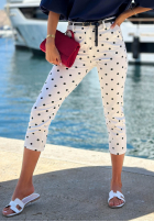 Material Hose Chinohose w Punkte Spring Dots Weiß