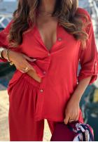 Viskose-Set Hemd und Hose wide leg Summer Skies Rot