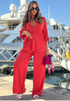 Viskose-Set Hemd und Hose wide leg Summer Skies Rot
