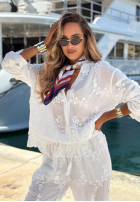 Haftowany Set bawełniana Hemd i Hose boho Capri Holiday Weiß