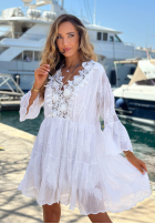 Haftowana Kleid z koronką boho Summer Lady Weiß