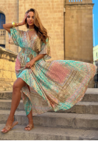 Wzorzysta Kleid maxi z szerokimi rękawami Summer Doll Pistaziengrün