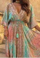 Wzorzysta Kleid maxi z szerokimi rękawami Summer Doll Pistaziengrün
