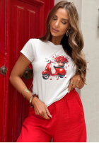 T-Shirt z nadrukiem Rosie Vespa biało-Rot