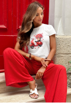 T-Shirt z nadrukiem Rosie Vespa biało-Rot