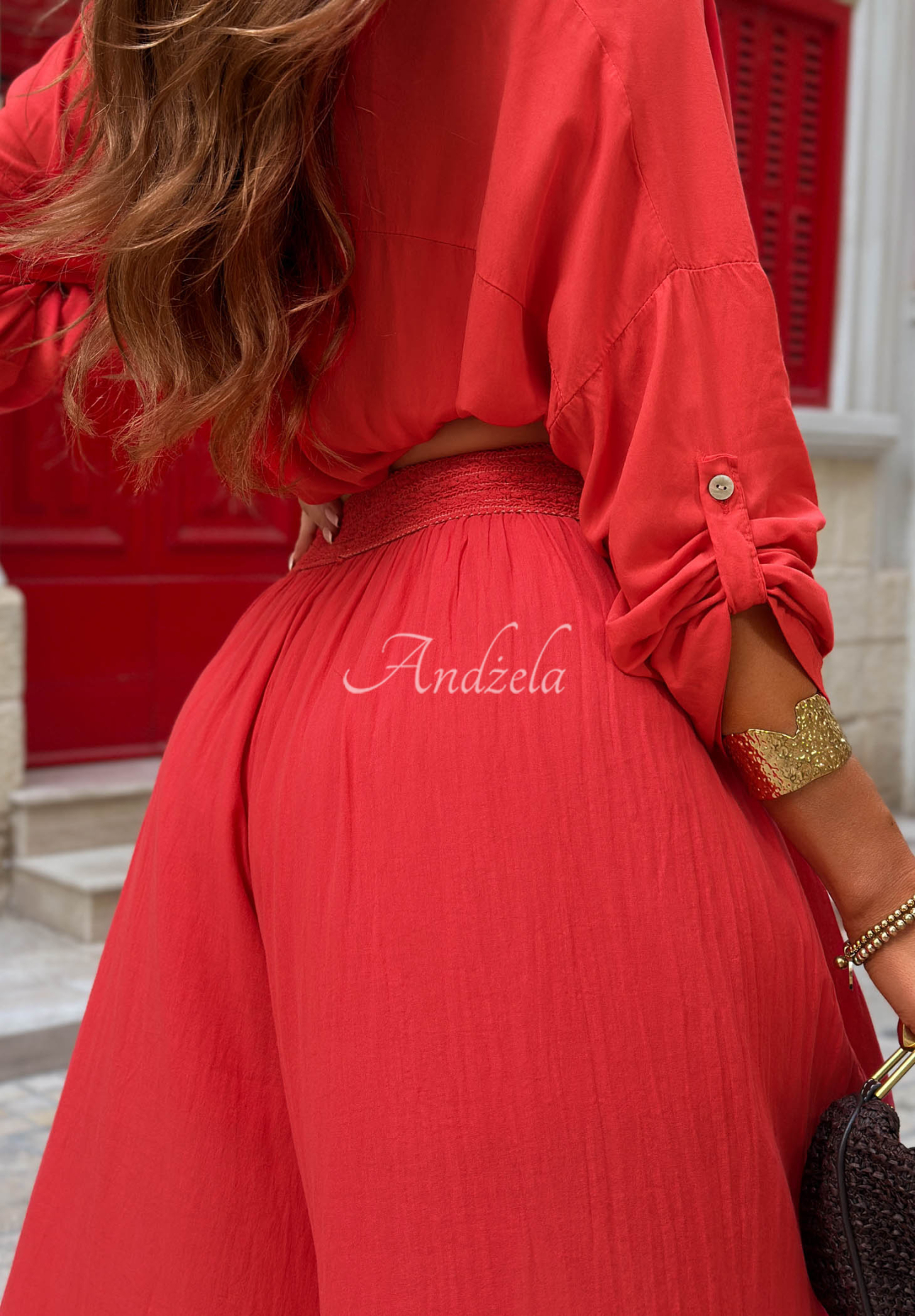 Baumwollhose wide leg Malta Romance Flame Rot
