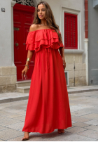 Sukienka Kleid im spanischen Stil maxi z falbankami Sunset Diva Schokoladenbraun