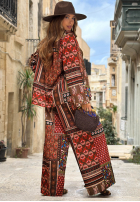 Wzorzysta Blazer Mosaic Flames czekoladowo-Rot