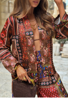 Wzorzysta Blazer Mosaic Flames czekoladowo-Rot