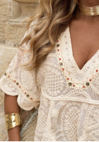 Koronkowa Bluse z koralikami Kathy Beige