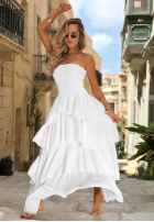 Kleid maxi bez ramiączek z falbankami Sparkling Ocean Camel