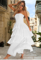 Kleid maxi bez ramiączek z falbankami Sparkling Ocean Camel