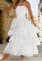 Kleid maxi bez ramiączek z falbankami Sparkling Ocean Camel
