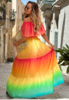 Sukienka maxi Kleid im spanischen Stil ombre Solar Rainbow czerwono-Gelb