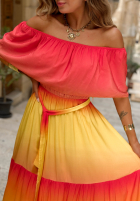 Sukienka maxi Kleid im spanischen Stil ombre Solar Rainbow czerwono-Gelb
