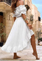 Muślinowy Set Bluse Kleid im spanischen Stil i Rock Warm Wind Gelb