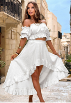 Muślinowy Set Bluse Kleid im spanischen Stil i Rock Warm Wind Gelb