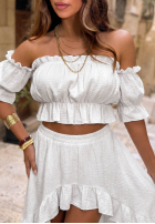 Muślinowy Set Bluse Kleid im spanischen Stil i Rock Warm Wind Gelb