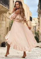 Muślinowy Set Bluse Kleid im spanischen Stil i Rock Warm Wind Gelb