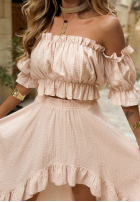 Muślinowy Set Bluse Kleid im spanischen Stil i Rock Warm Wind Gelb