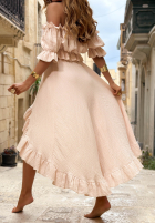 Muślinowy Set Bluse Kleid im spanischen Stil i Rock Warm Wind Gelb