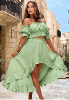 Muślinowy Set Bluse Kleid im spanischen Stil i Rock Warm Wind Gelb