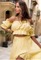 Muślinowy Set Bluse Kleid im spanischen Stil i Rock Warm Wind Gelb
