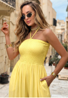 Długi Jumpsuit wide leg bez ramiączek Sonaria Gelb
