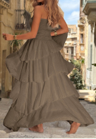 Kleid maxi bez ramiączek z falbankami Sparkling Ocean Camel