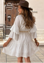 Kleid mini z falbankami i paskiem Malta Delizia Rot