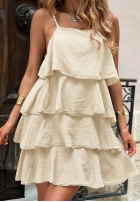 Kleid mini na ramiączkach z falbankami Malta Delizia Rot