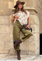 Ażurowa Hemd w kwiaty Bronze Blossom Hell Beige